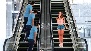 Best Escalator Pranks Compilation  Manchurek Triplets [upl. by Asilec557]