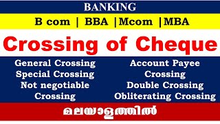 Crossing of Cheque  Meaning  Types of crossing4th semester bcomBanking and Insurance [upl. by Adiuqal]