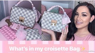 Whats in my Bag Louis Vuitton Damier Azur Croisette [upl. by Ahsiki]