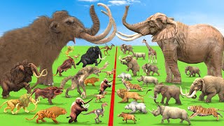 Prehistoric Mammals VS Modern Mammals Size Animal Epic Battle Animal Revolt Battle Simulator [upl. by Brent921]