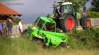 Unfall mit 7 Tonnen Baumaschine schwierige Bergung Merlo P 307 EVS Telescopic 1162012FullHD [upl. by Schaumberger318]