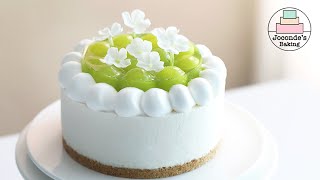 청포도 젤리와 함께 먹는 레어치즈케이크 꽃 장식은 눈요기 Green grape cheese cake [upl. by Namhar]