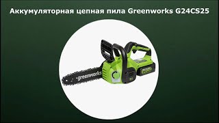 Аккумуляторная цепная пила Greenworks G24CS25 [upl. by Dietsche318]