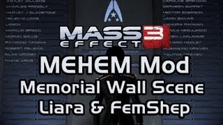 Mass Effect 3 Happy Ending Mod MEHEM Liara amp FemShep Romance Memorial Wall Scene [upl. by Marge]