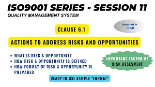 ISO 9001 Clause 61 I Risks and Opportunities [upl. by Adyela]