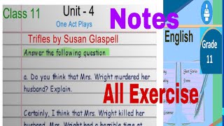 Trifles By Susan Glaspell EXERCISE Class11 English Notes  unit 4 One Act Plays NEB [upl. by Nylla]