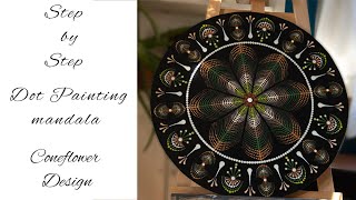 How to Create a Step by Step Dot Painting Mandala Tutorial  3D Coneflower Design [upl. by Guendolen]