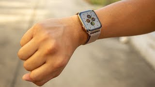 Apple Watch Series 5 Unboxing in Gold Stainless Steel  Gold Milanese Loop 44mm GPS  Cellular [upl. by Akaya859]