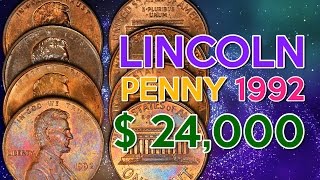 Centavos Lincoln Pennies 1990 24000 💵  Monedas de cobre  Penny Wide y Close AM [upl. by Ydolem932]