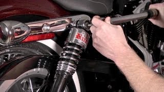 How to Install Rear Shocks on a HarleyDavidson by JampP Cycles [upl. by Masao]