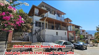 Didim Akbükte Denize 700mt özel plajı olan özel sitede 31 full eşyalı triplex [upl. by Arrej96]