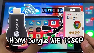 AnyCast HDMI Dongle Wifi 1080P  Unboxing  Tutorial [upl. by Oeak]