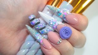 🦄 UNICORN SPIRAL ACRYLIC NAILS 🦄 [upl. by Alledi365]