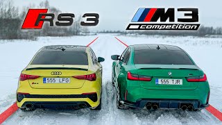 Audi RS3 Quattro vs BMW M3 xDrive  Winter DRAG RACE [upl. by Aihtnis]