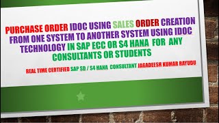 Purchase order idoc using sales order creation from one system to another system using idoc tech [upl. by Tartaglia]