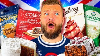 Americans Try More WEIRD Christmas Snacks amp Dessert from Britain [upl. by Ellehsad889]