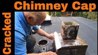 Seal the cracked cement on a Chimney Cap Cheap and Easy 5 minutes DIY [upl. by Dera]