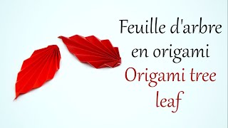 Tuto 16  feuille darbre en papier  paper tree leaf  origami facile  easy origami [upl. by Aisila8]