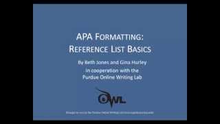 Purdue OWL APA Formatting Reference List Basics [upl. by Estrellita]