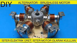 ALTERNATÖR VE FIRÇASIZ MOTOR BİR ARADA  İSTER JENERATÖR OLARAK KULLAN İSTER MOTOR [upl. by Hartmunn]