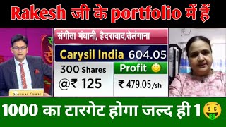 Carysil India Share latest news। Bigg Bull कहे जाने वाले के portfolio में लाई जान। अभी भी मौका है। [upl. by Ettegdirb]