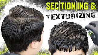 SECTIONING AND TEXTURIZING ✂️ Mid Fade Crop Freestyle Design Haircut Tutorial [upl. by Aan]