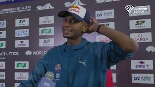 Mutaz Esa Barshim Jumps 229m for 2nd Place in Shanghai Diamond League High Jump [upl. by Jehias946]