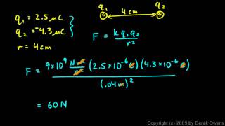 Physics 1221b  Coulombs Law  Simple Examples [upl. by Strohl]