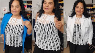 Blusa Elegante a crochet parte 1 crochet normaysustejidos [upl. by Aisorbma186]