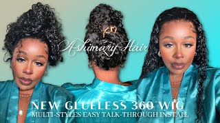 PERFECT GLUELESS HIGH BUN 360 WIG MULTISTYLES EASY INSTALL REALISTIC HD HAIRLINE FT ASHIMARY HAIR [upl. by Rothmuller]