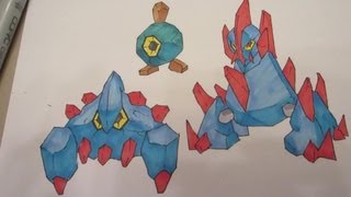 How to draw Pokemon No524 Roggenrola No525 Boldore No526 Gigalith [upl. by Elagibba]