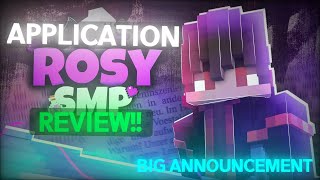 APPLICATION REVIEW FOR ROSY SMP SEASON 2  The Big ANNOUNCMENT TILL EVER [upl. by Ahseekan]