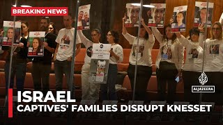 Families of Israeli captives confront PM Netanyahu in the Knesset [upl. by Ash]