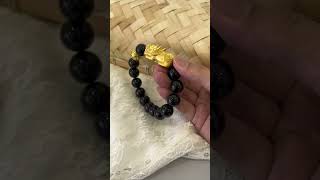 Your lucky bracelet to attract wealth amp luck —— 99924K Pure Gold PiXiu Black Agate Bracelet [upl. by Renaxela]