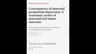 Consequences of maternal postpartum depression A systematic review of maternal and i  RTCLTV [upl. by Hutchinson944]