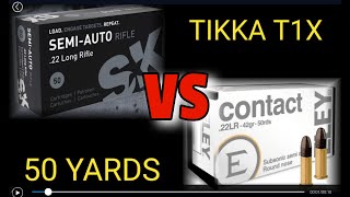 5 Eley Contact VS 7 SK Semi Auto 50 Yards with a Tikka T1X [upl. by Aglo]