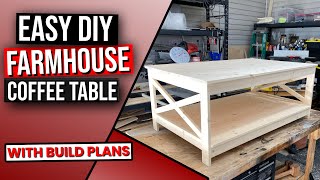 DIY Farmhouse Coffee Table with Storage [upl. by Wylma]