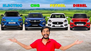 Electric VS Petrol Vs Diesel Vs CNG 100KM Challenge 🚘 Who Will Win [upl. by Alokin]