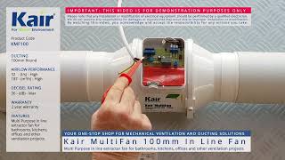 Kair MultiFan 100mm In Line Fan  Speed [upl. by Ideih]