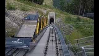 Worlds steepest funicular 477° Stoosbahn Switzerland [upl. by Poler554]