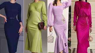 Bodycon sheath dress designs ideas  fishtail midi and long outfit ideas 202324 [upl. by Llorrad]