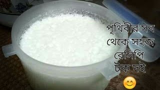 দই বানানোর সবচেয়ে সহজ পদ্ধতি টক দই how to make yogurt at homehomemade yogurt [upl. by Euqinomad]