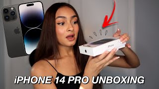 iPHONE 14 PRO UNBOXING SPACE BLACK [upl. by Airamanna]