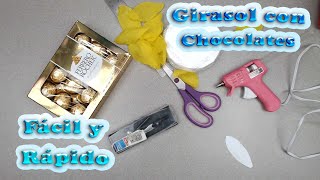 DIY Como Hacer un Girasol Grande de Papel Crespón y Chocolates Fácil y Rápido para Regalar [upl. by Aloap952]