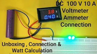 DC 100V 10A Voltmeter Ammeter Connection  How to connect voltmeter ammeter [upl. by Buffo153]