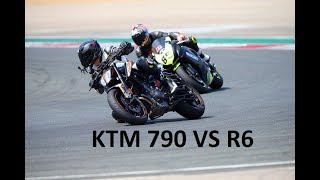 KTM DUKE 790 VS R6 TRACK DAY LOS ARCOS I WHEELIE TIME [upl. by Kaia]