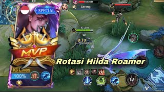 TUTORIAL ROTASI HILDA ROAMERTANK❗️BUILD AND EMBLEM HERO HILDA  MLBB [upl. by Sherj]