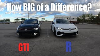 2023 MK8 Golf R vs MK8 GTI Race  Both Stock [upl. by Irrabaj721]