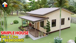 SIMPLE HOUSE DESIGN IDEA  2  BEDROOM BUNGALOW HOUSE [upl. by Yeclehc]