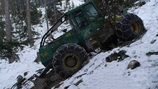 TIMBERJACK 460 SKIDDER débardage EXTRÊME 2 ⚠️ sur terrain gelé dans un mur HD METIER DE LEXTREME [upl. by Erlond]